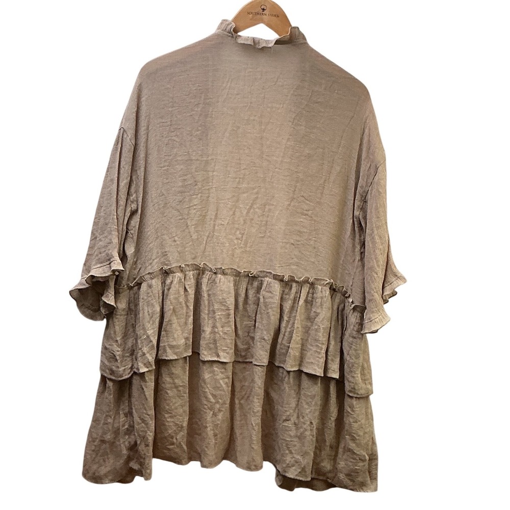 Easel Taupe Tencel Ruffle Tiered Kimono Cardigan ET3297 Mens Size Medium - Picture 7 of 11